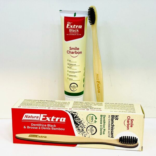Natura Extra – Kit Blanchissant au Charbon Actif & Brosse à Dents Bambou